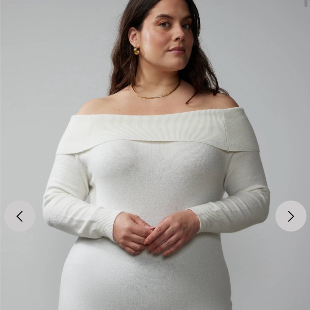 NWT Elegant Off-Shoulder White Sweater